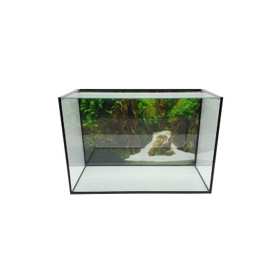 60x30x40cm-es akvárium, csúszó üvegtetővel, poszter hátlappal